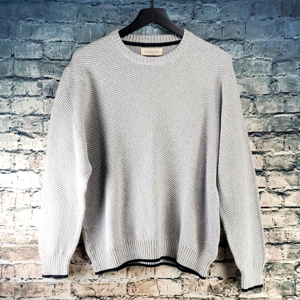 Frederik Anderson Copenhagen | Gray and Black Textured Knit Pullover Sweater